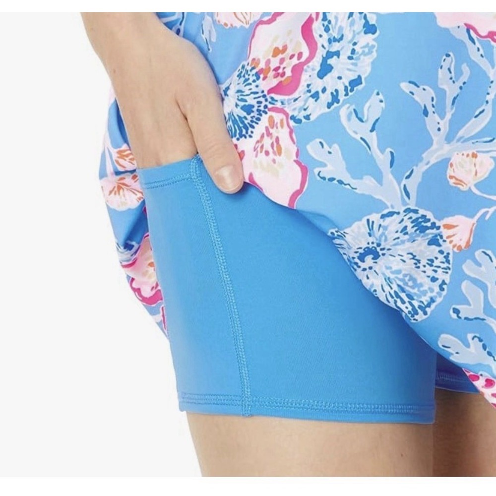 Lilly Pulitzer Luxletic Women Size Small Meryl Athletic Undershorts Blue Pocket